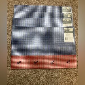 Home Trends Blue and Red Gingham Placemats with Nautical Design. Set of 4. NWT.